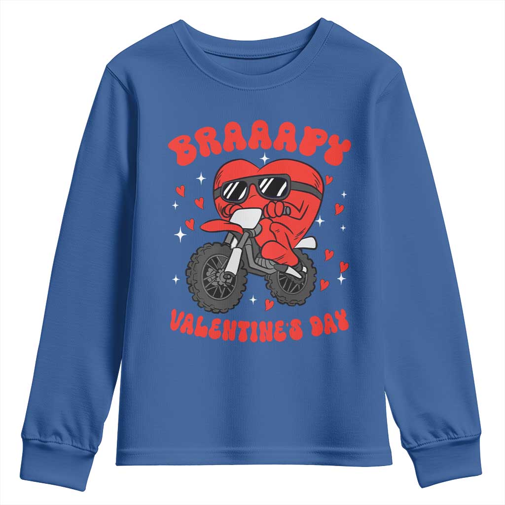 Braaapy Valentines Day Motocross Heart Youth Sweatshirt TS10 Royal Blue Print Your Wear