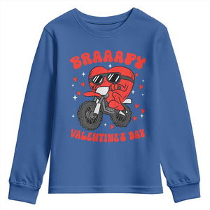 Braaapy Valentines Day Motocross Heart Youth Sweatshirt TS10 Royal Blue Print Your Wear