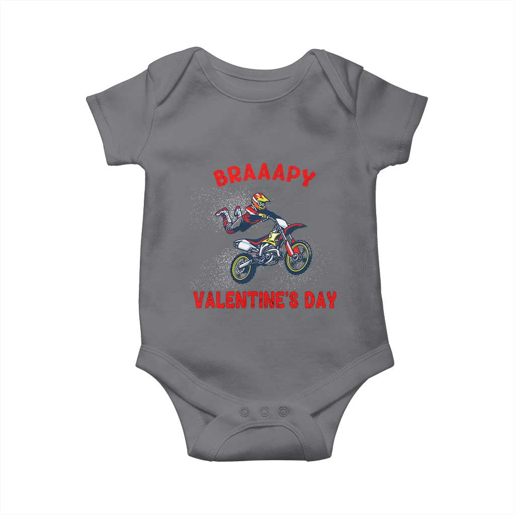 Braaapy Valentines Day Motocross Dirt Bikes Baby Onesie TS10 Charcoal Print Your Wear