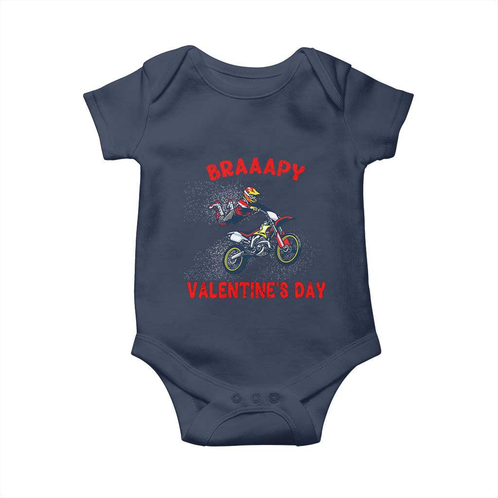 Braaapy Valentines Day Motocross Dirt Bikes Baby Onesie TS10 Navy Print Your Wear
