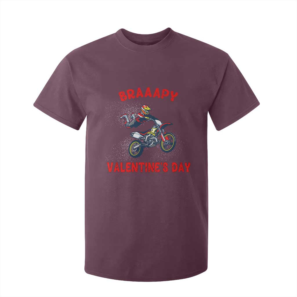 Braaapy Valentines Day Motocross Dirt Bikes T Shirt For Kid TS10 Maroon Print Your Wear