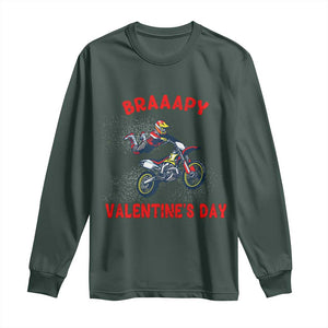 Braaapy Valentines Day Motocross Dirt Bikes Long Sleeve Shirt TS10 Dark Forest Green Print Your Wear