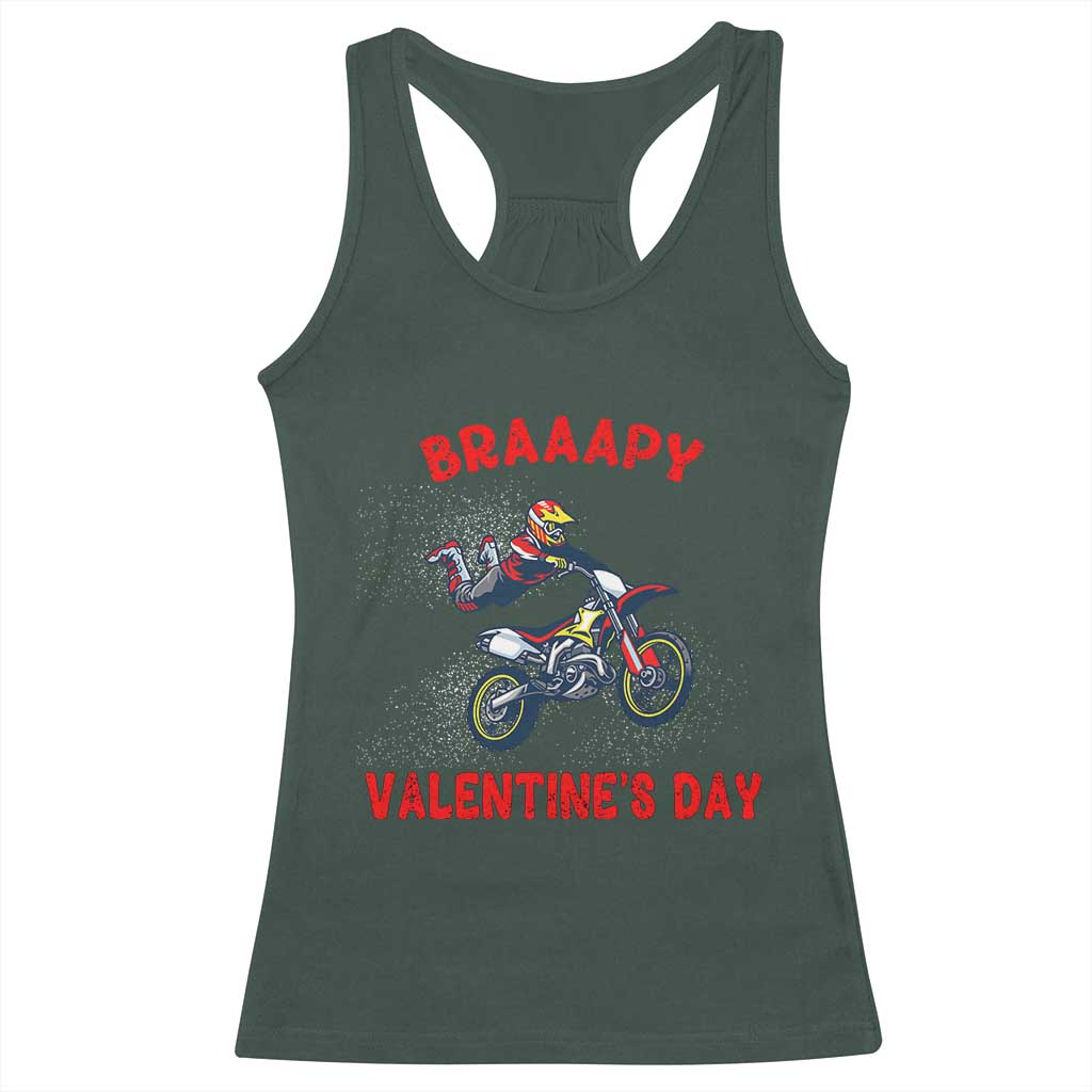 Braaapy Valentines Day Motocross Dirt Bikes Racerback Tank Top TS10 Dark Forest Green Print Your Wear