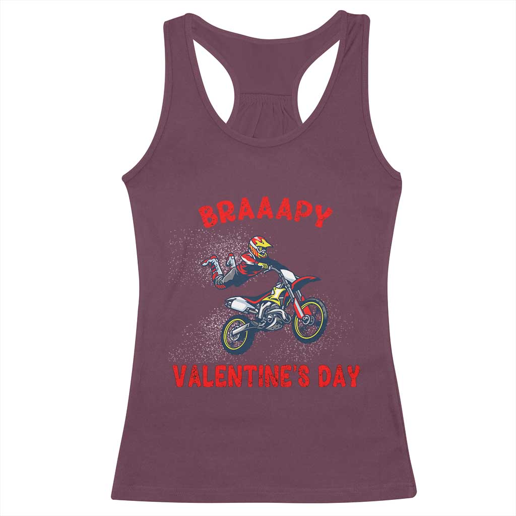 Braaapy Valentines Day Motocross Dirt Bikes Racerback Tank Top TS10 Maroon Print Your Wear