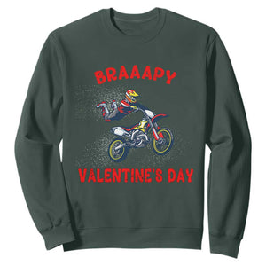 Braaapy Valentines Day Motocross Dirt Bikes Sweatshirt TS10 Dark Forest Green Print Your Wear