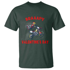 Braaapy Valentines Day Motocross Dirt Bikes T Shirt TS10 Dark Forest Green Print Your Wear