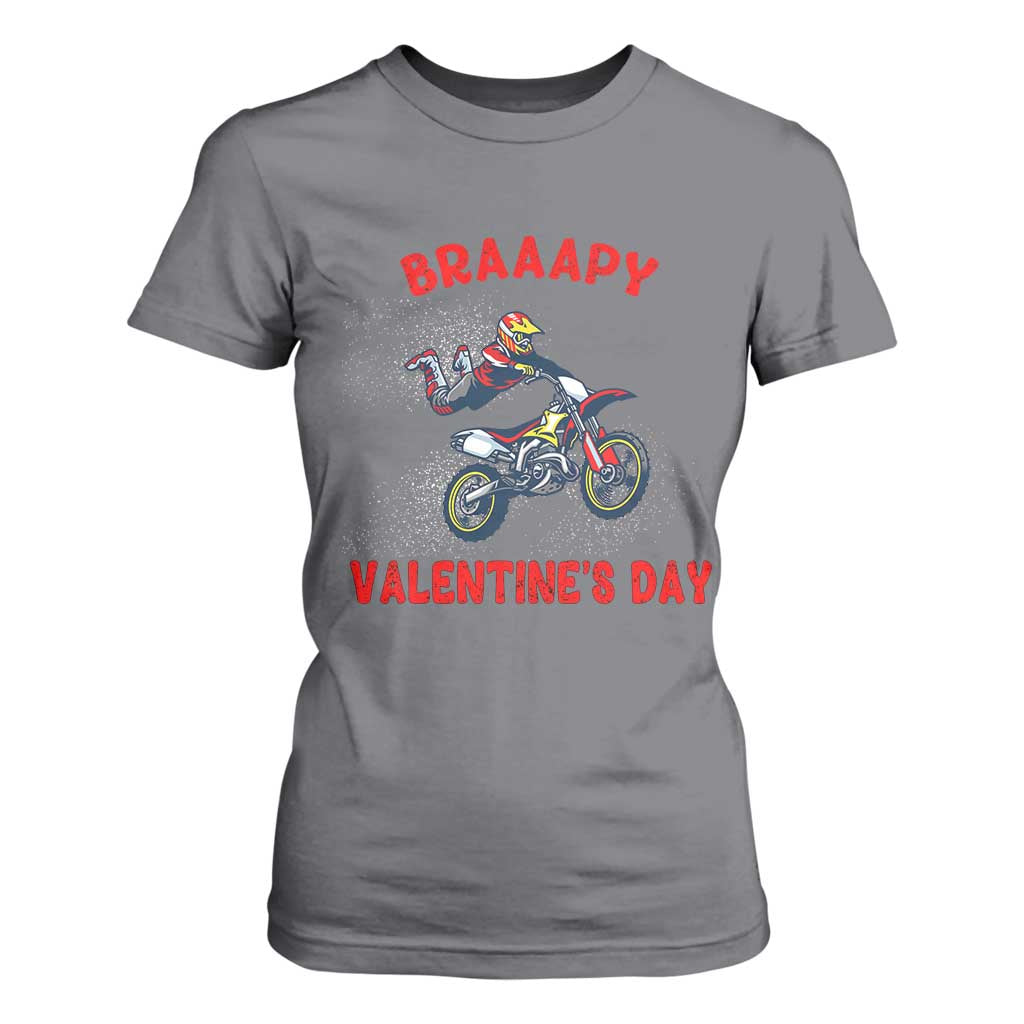 Braaapy Valentines Day Motocross Dirt Bikes T Shirt For Women TS10 Charcoal Print Your Wear