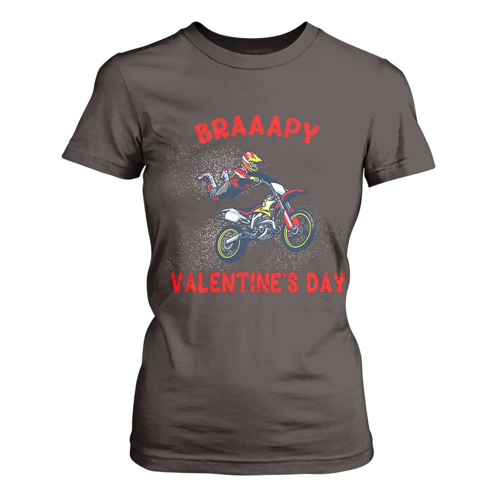 Braaapy Valentines Day Motocross Dirt Bikes T Shirt For Women TS10 Dark Chocolate Print Your Wear