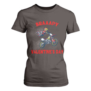 Braaapy Valentines Day Motocross Dirt Bikes T Shirt For Women TS10 Dark Chocolate Print Your Wear
