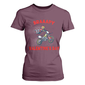 Braaapy Valentines Day Motocross Dirt Bikes T Shirt For Women TS10 Maroon Print Your Wear