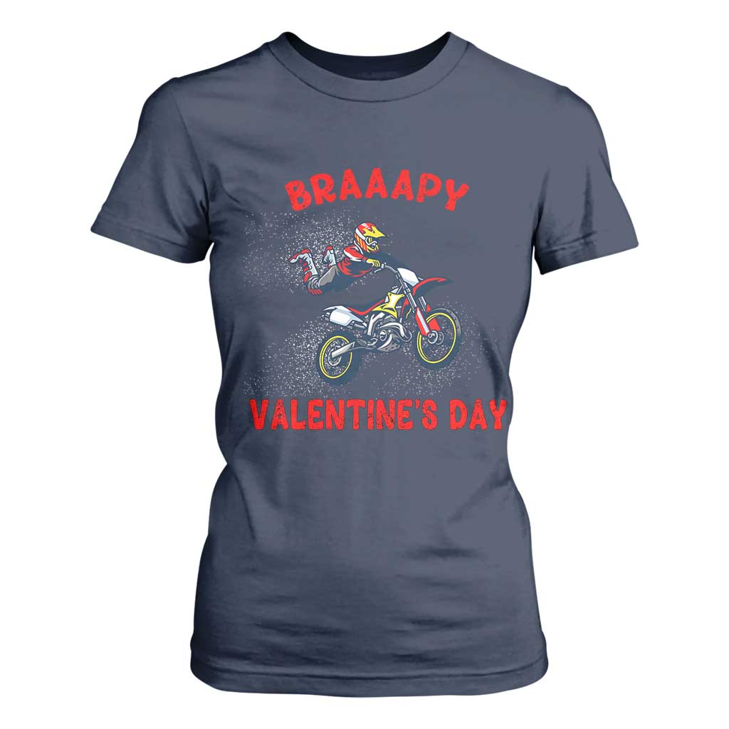 Braaapy Valentines Day Motocross Dirt Bikes T Shirt For Women TS10 Navy Print Your Wear