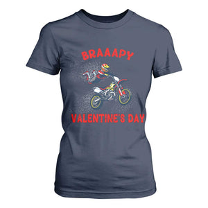 Braaapy Valentines Day Motocross Dirt Bikes T Shirt For Women TS10 Navy Print Your Wear