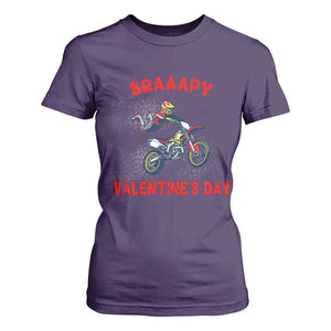 Braaapy Valentines Day Motocross Dirt Bikes T Shirt For Women TS10 Purple Print Your Wear