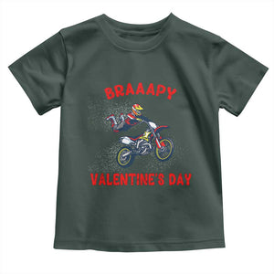 Braaapy Valentines Day Motocross Dirt Bikes Toddler T Shirt TS10 Dark Forest Green Print Your Wear