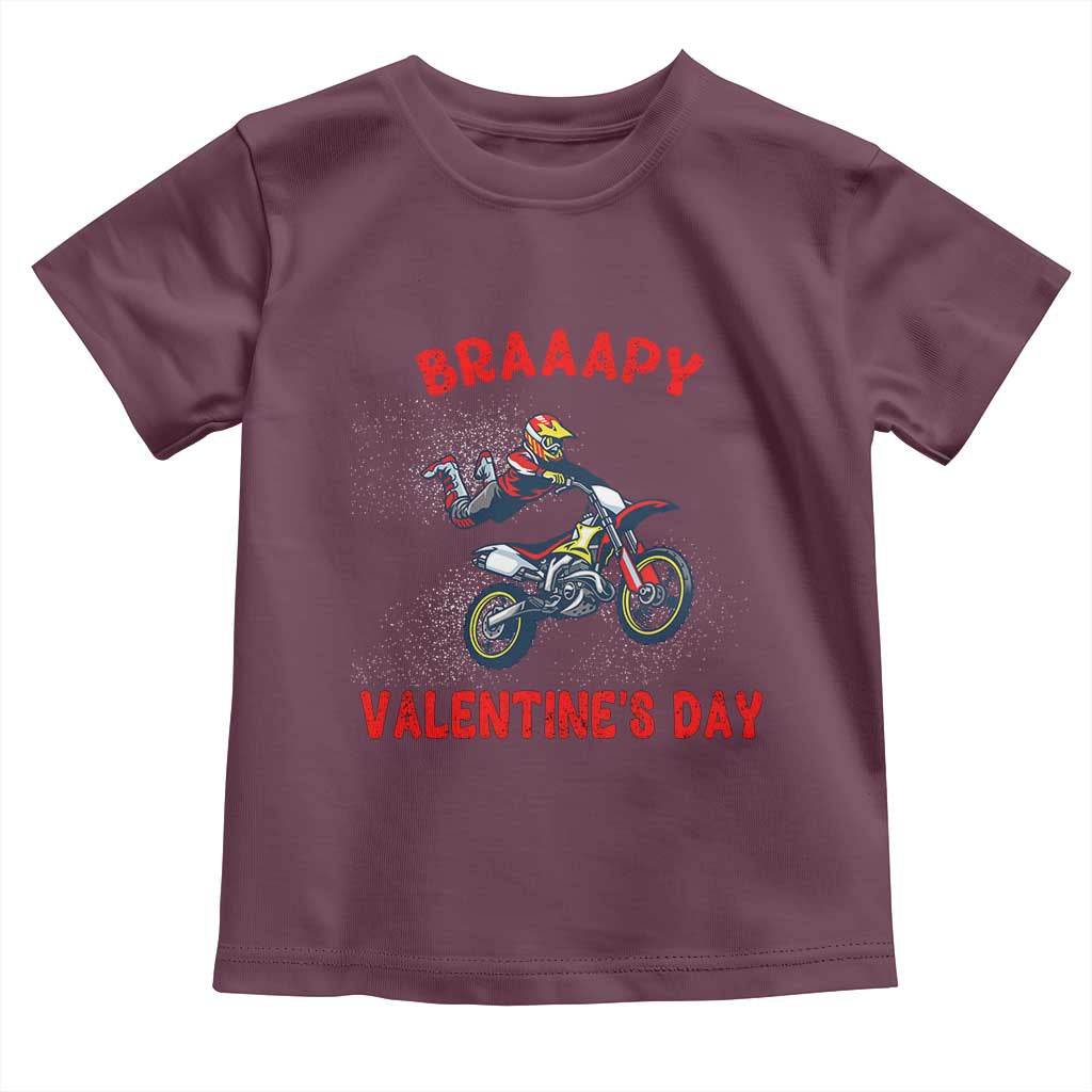 Braaapy Valentines Day Motocross Dirt Bikes Toddler T Shirt TS10 Maroon Print Your Wear