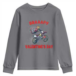 Braaapy Valentines Day Motocross Dirt Bikes Youth Sweatshirt TS10 Charcoal Print Your Wear