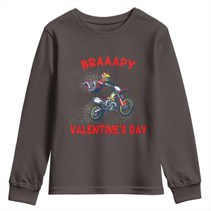 Braaapy Valentines Day Motocross Dirt Bikes Youth Sweatshirt TS10 Dark Chocolate Print Your Wear