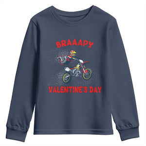 Braaapy Valentines Day Motocross Dirt Bikes Youth Sweatshirt TS10 Navy Print Your Wear