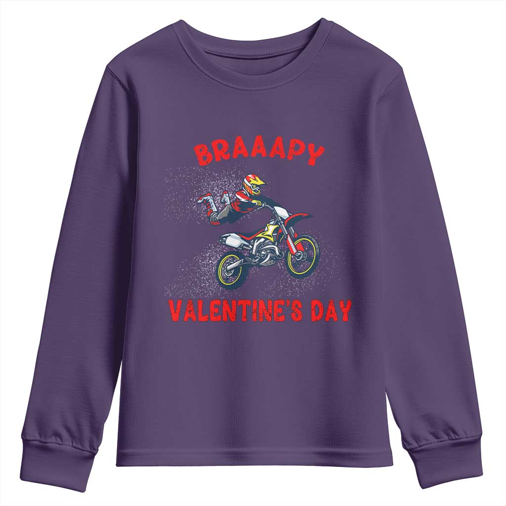 Braaapy Valentines Day Motocross Dirt Bikes Youth Sweatshirt TS10 Purple Print Your Wear