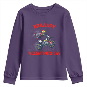 Braaapy Valentines Day Motocross Dirt Bikes Youth Sweatshirt TS10 Purple Print Your Wear