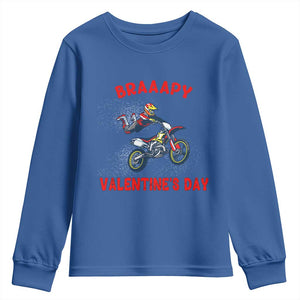 Braaapy Valentines Day Motocross Dirt Bikes Youth Sweatshirt TS10 Royal Blue Print Your Wear
