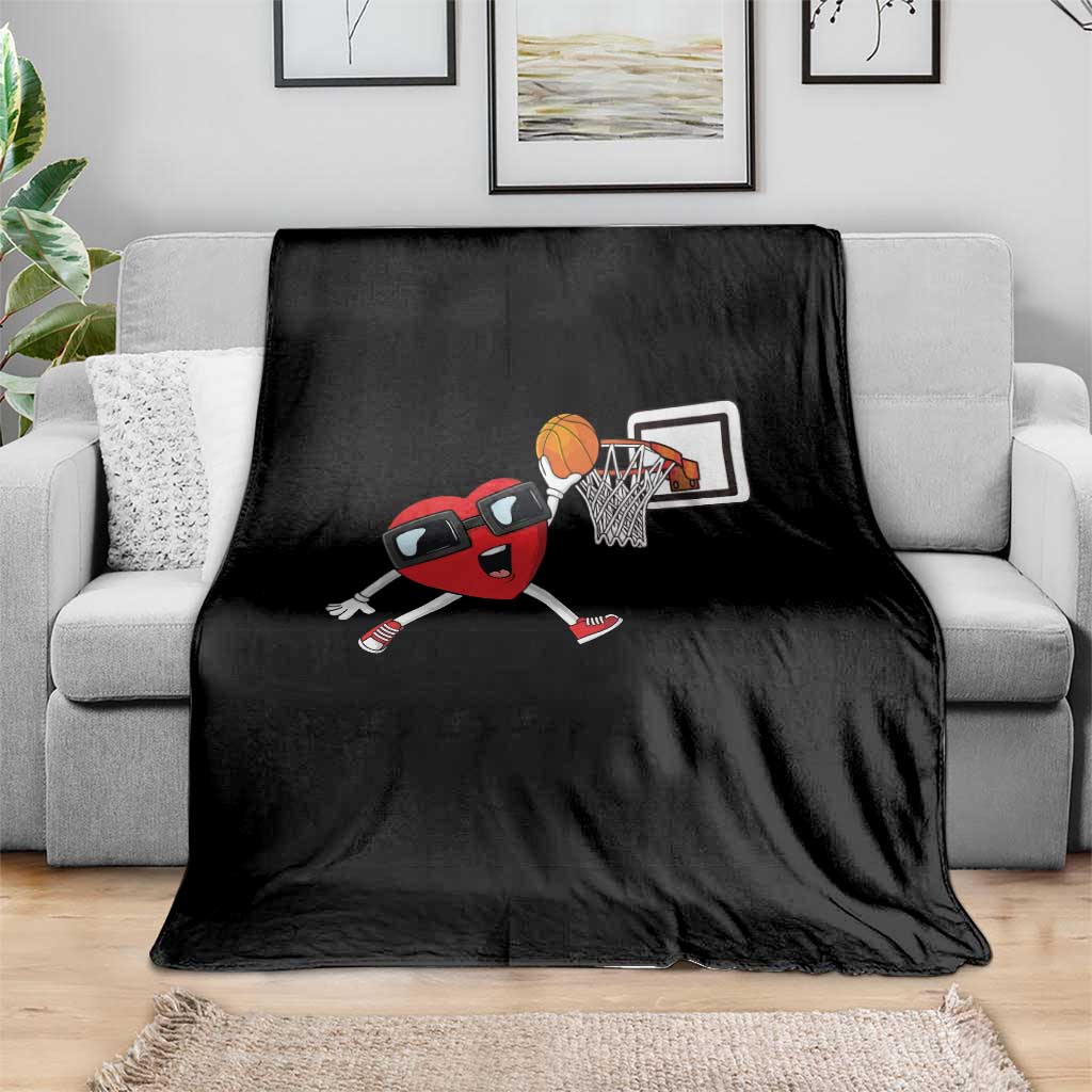 Basketball Valentines Throw Blanket Cute Red Heart Playing Basketball Player Team Boys TS10 Print Your Wear