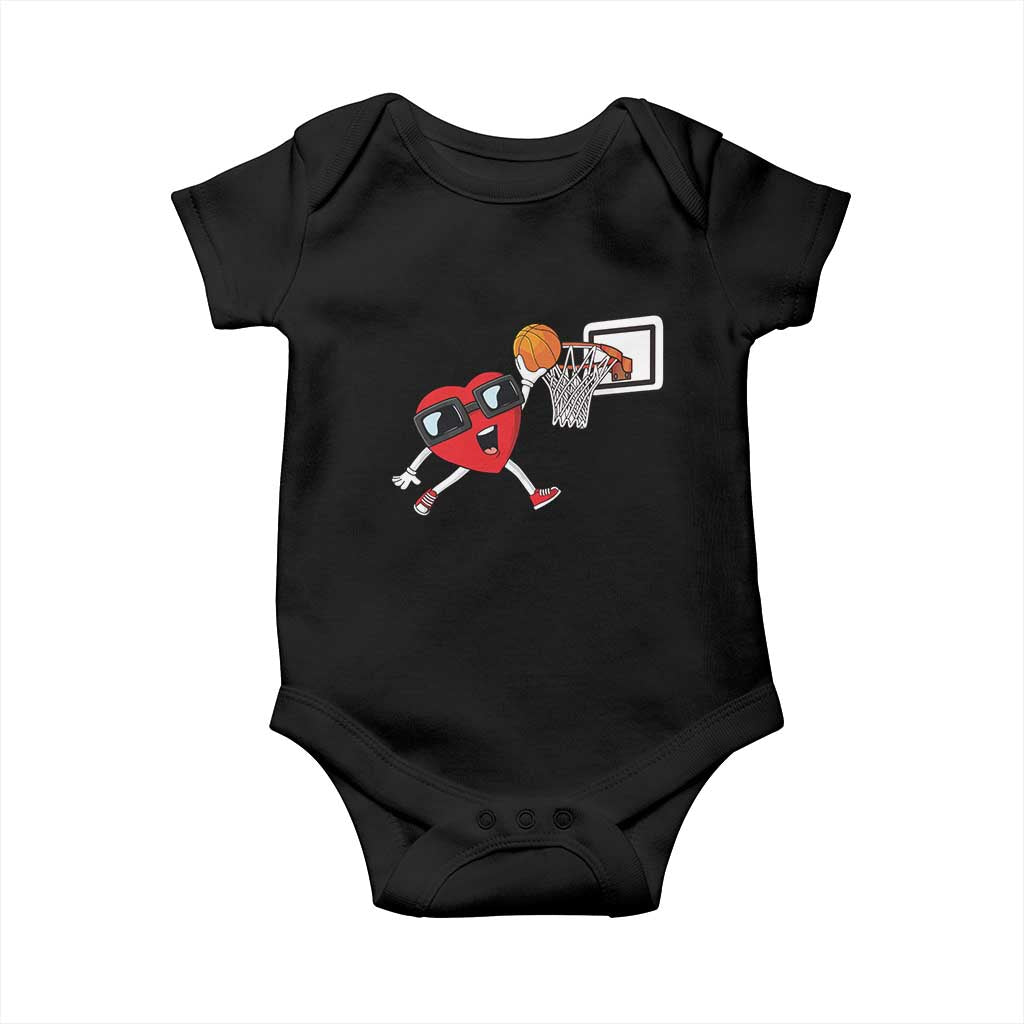 Basketball Valentines Baby Onesie Cute Red Heart Playing Basketball Player Team Boys TS10 Black Print Your Wear