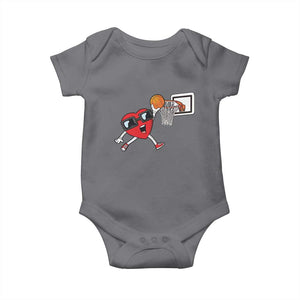 Basketball Valentines Baby Onesie Cute Red Heart Playing Basketball Player Team Boys TS10 Charcoal Print Your Wear