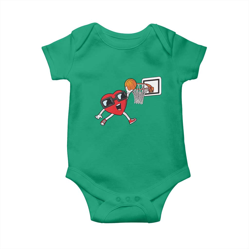 Basketball Valentines Baby Onesie Cute Red Heart Playing Basketball Player Team Boys TS10 Irish Green Print Your Wear