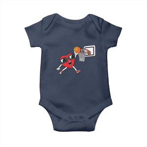 Basketball Valentines Baby Onesie Cute Red Heart Playing Basketball Player Team Boys TS10 Navy Print Your Wear