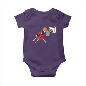 Basketball Valentines Baby Onesie Cute Red Heart Playing Basketball Player Team Boys TS10 Purple Print Your Wear