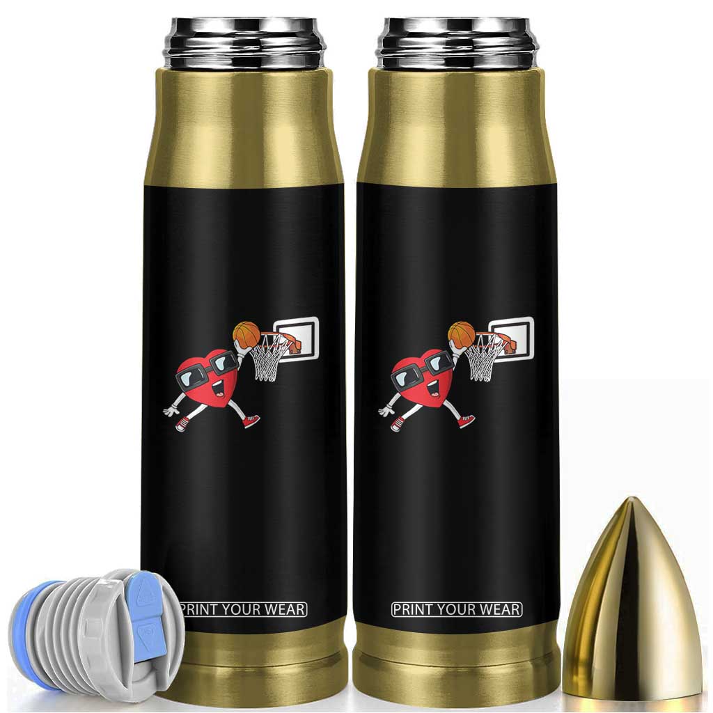 Basketball Valentines Bullet Tumbler Cute Red Heart Playing Basketball Player Team Boys TS10 Black Print Your Wear