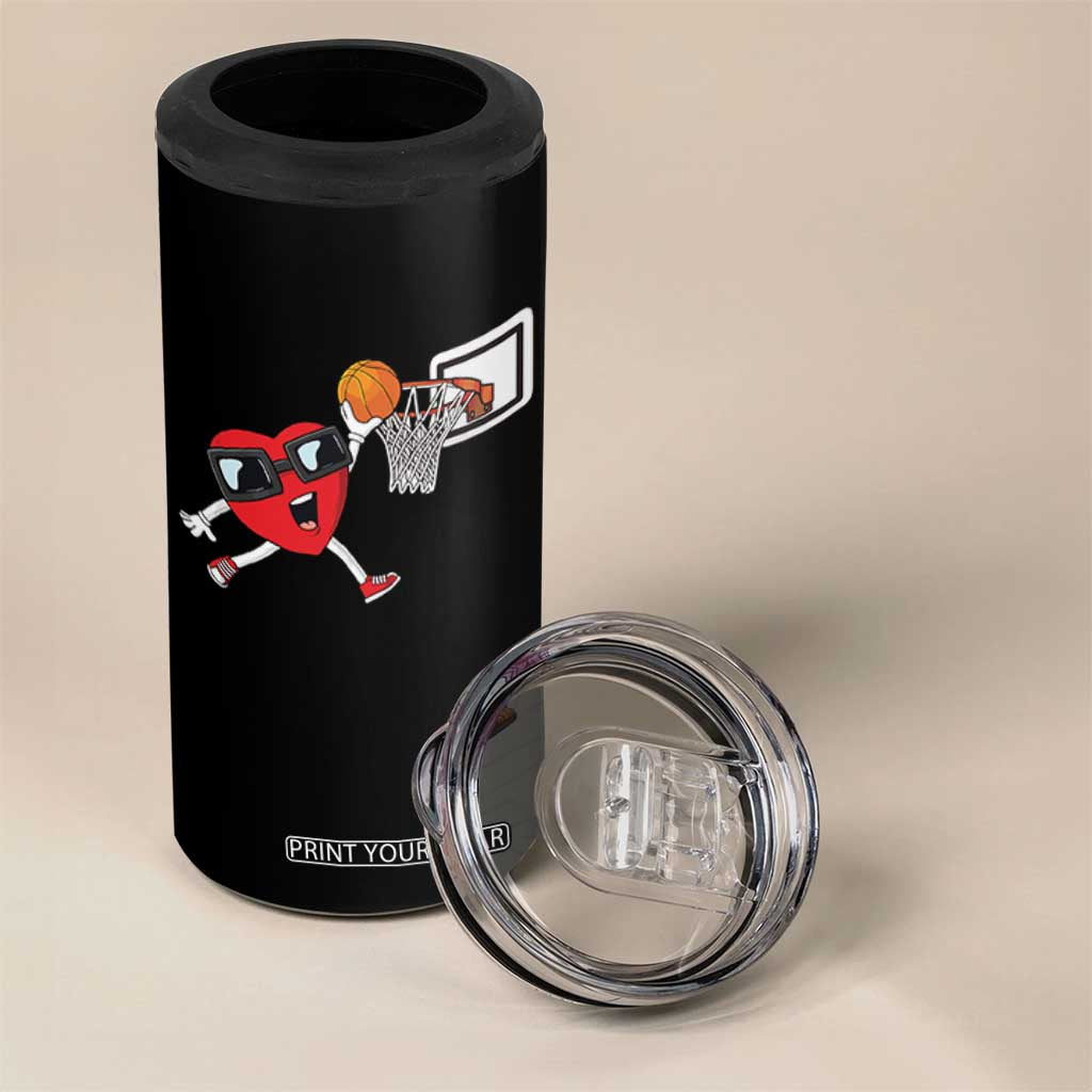 Basketball Valentines 4 in 1 Can Cooler Tumbler Cute Red Heart Playing Basketball Player Team Boys TS10 Print Your Wear