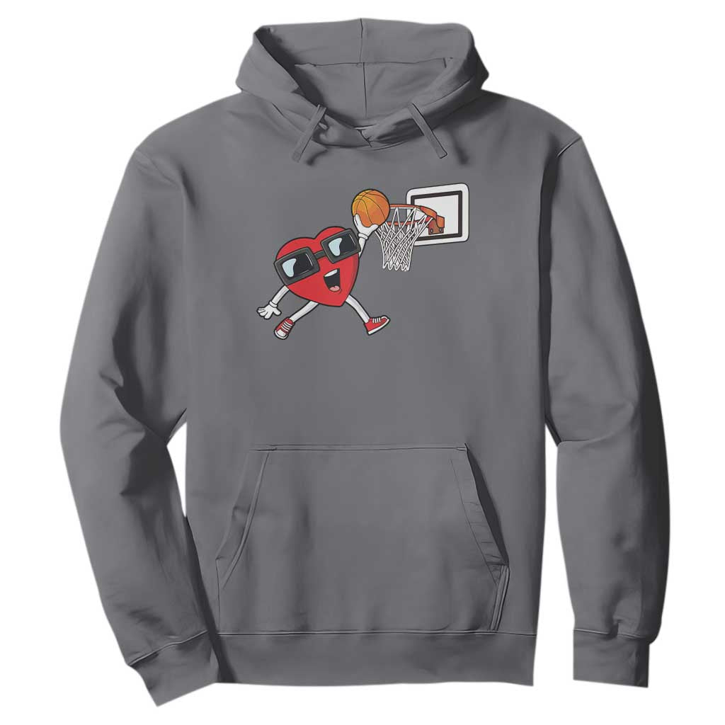 Basketball Valentines Hoodie Cute Red Heart Playing Basketball Player Team Boys TS10 Charcoal Print Your Wear