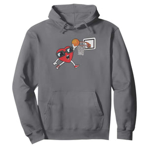 Basketball Valentines Hoodie Cute Red Heart Playing Basketball Player Team Boys TS10 Charcoal Print Your Wear