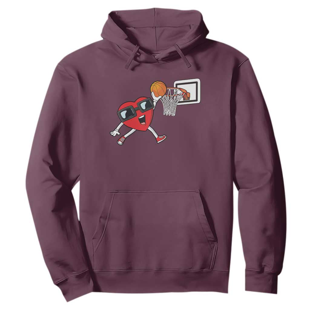 Basketball Valentines Hoodie Cute Red Heart Playing Basketball Player Team Boys TS10 Maroon Print Your Wear