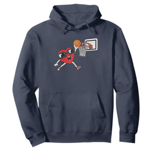 Basketball Valentines Hoodie Cute Red Heart Playing Basketball Player Team Boys TS10 Navy Print Your Wear