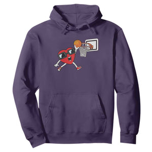Basketball Valentines Hoodie Cute Red Heart Playing Basketball Player Team Boys TS10 Purple Print Your Wear