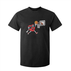 Basketball Valentines T Shirt For Kid Cute Red Heart Playing Basketball Player Team Boys TS10 Black Print Your Wear