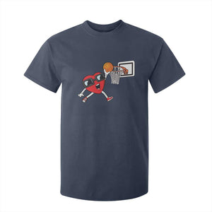 Basketball Valentines T Shirt For Kid Cute Red Heart Playing Basketball Player Team Boys TS10 Navy Print Your Wear