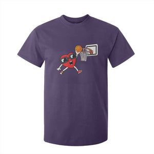 Basketball Valentines T Shirt For Kid Cute Red Heart Playing Basketball Player Team Boys TS10 Purple Print Your Wear