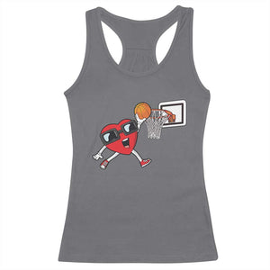 Basketball Valentines Racerback Tank Top Cute Red Heart Playing Basketball Player Team Boys TS10 Charcoal Print Your Wear