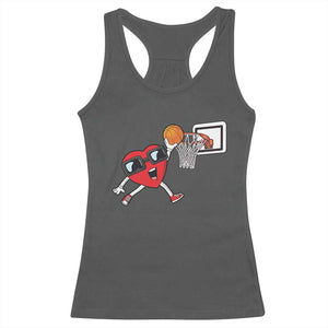 Basketball Valentines Racerback Tank Top Cute Red Heart Playing Basketball Player Team Boys TS10 Dark Heather Print Your Wear