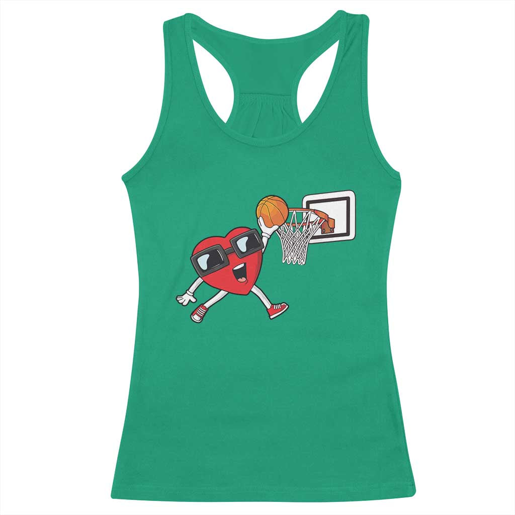 Basketball Valentines Racerback Tank Top Cute Red Heart Playing Basketball Player Team Boys TS10 Irish Green Print Your Wear