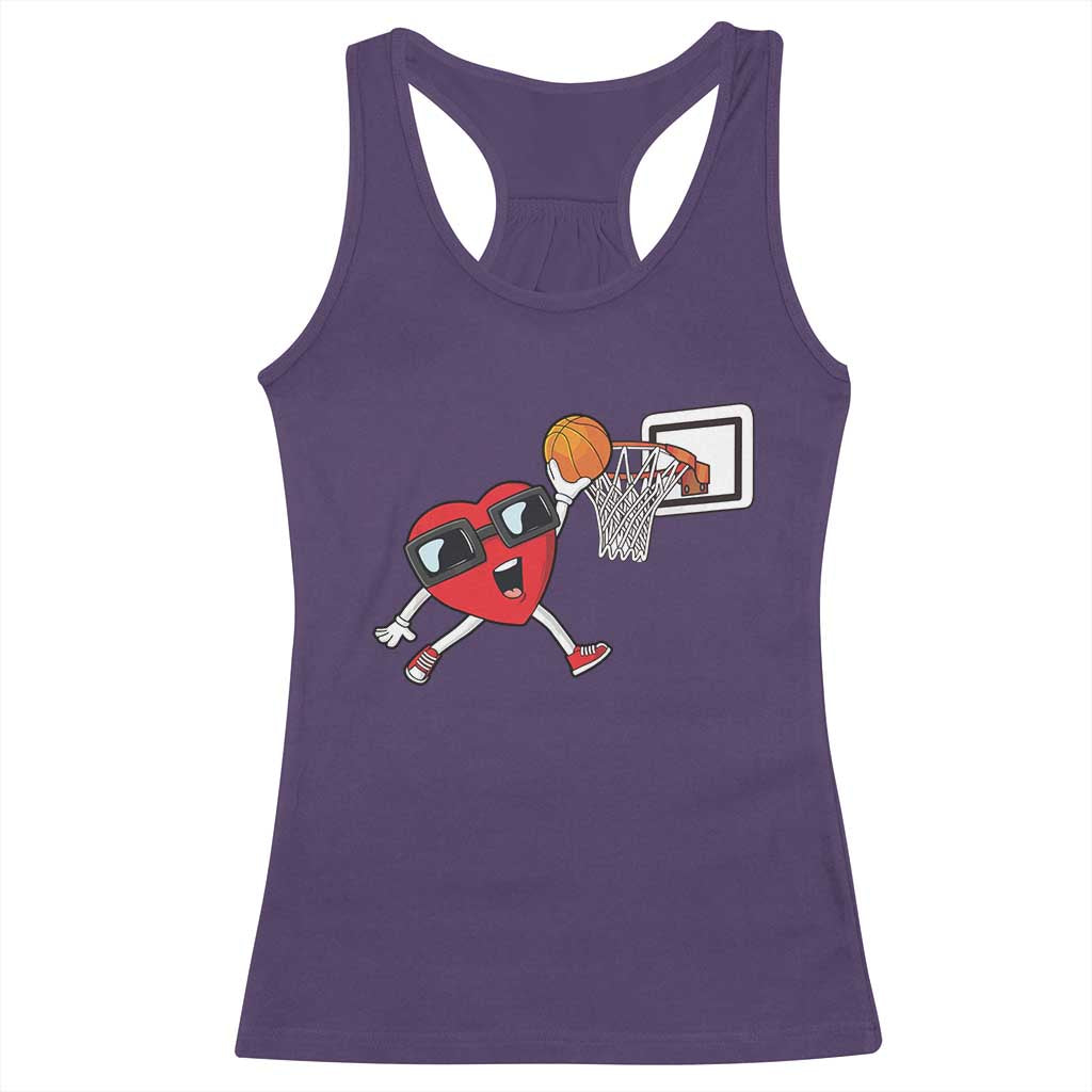 Basketball Valentines Racerback Tank Top Cute Red Heart Playing Basketball Player Team Boys TS10 Purple Print Your Wear
