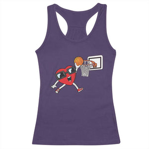 Basketball Valentines Racerback Tank Top Cute Red Heart Playing Basketball Player Team Boys TS10 Purple Print Your Wear