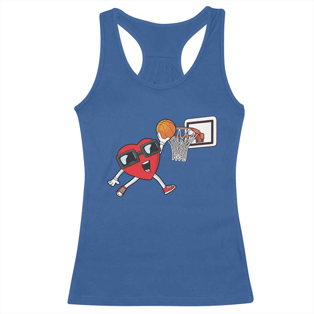 Basketball Valentines Racerback Tank Top Cute Red Heart Playing Basketball Player Team Boys TS10 Royal Blue Print Your Wear