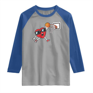 Basketball Valentines Raglan Shirt Cute Red Heart Playing Basketball Player Team Boys TS10 Sport Gray Royal Print Your Wear
