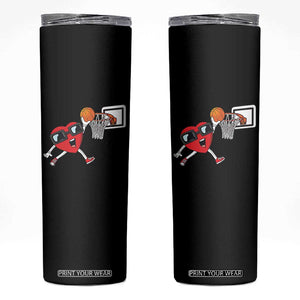 Basketball Valentines Skinny Tumbler Cute Red Heart Playing Basketball Player Team Boys TS10 Black Print Your Wear