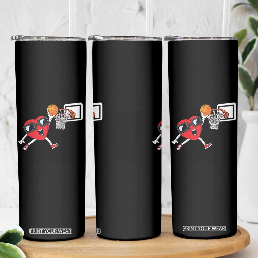 Basketball Valentines Skinny Tumbler Cute Red Heart Playing Basketball Player Team Boys TS10 Print Your Wear